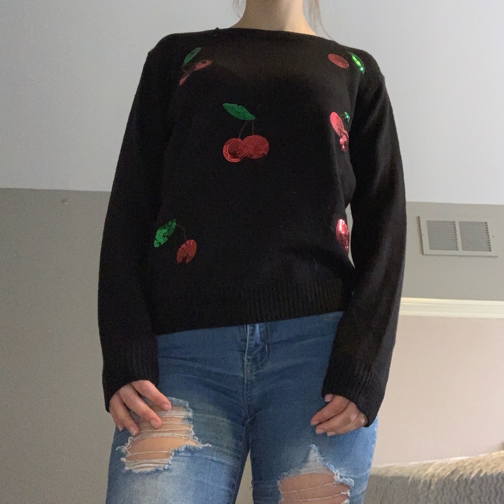 Cherry sequin sweater